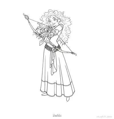 Free printable Brave Merida Coloring Pages Disney Princess Full Body coloring page
