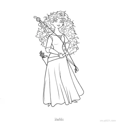 Free printable Brave Princess Coloring Pages Merida Portrait coloring page