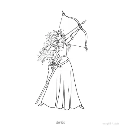Free printable Merida Archery Coloring Pages Brave Movie Scene coloring page