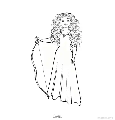 Free printable Brave Merida Coloring Pages Archery Skills coloring page