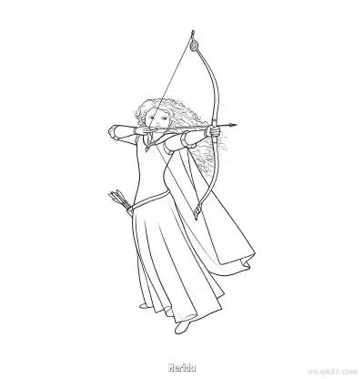 Free printable Merida Coloring Pages PDF Brave Princess Archery coloring page