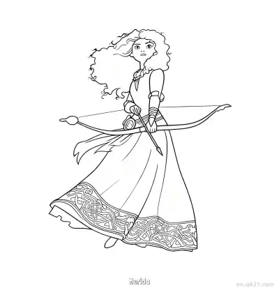 Free printable Action Merida Archery Coloring Pages Brave Disney coloring page