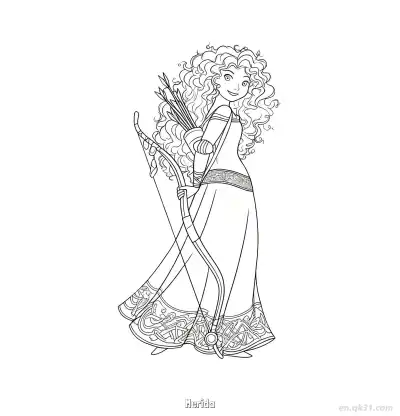 Free printable Brave Merida Coloring Pictures Disney Princess Archery coloring page