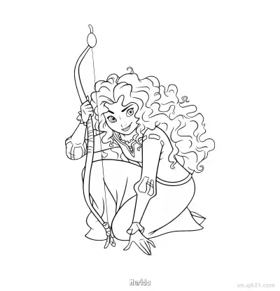 Free printable Merida Coloring Pages PDF Brave Princess Archery Pose coloring page
