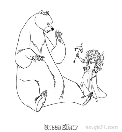 Free printable Brave Movie Coloring Pages Merida and Mother Bear coloring page
