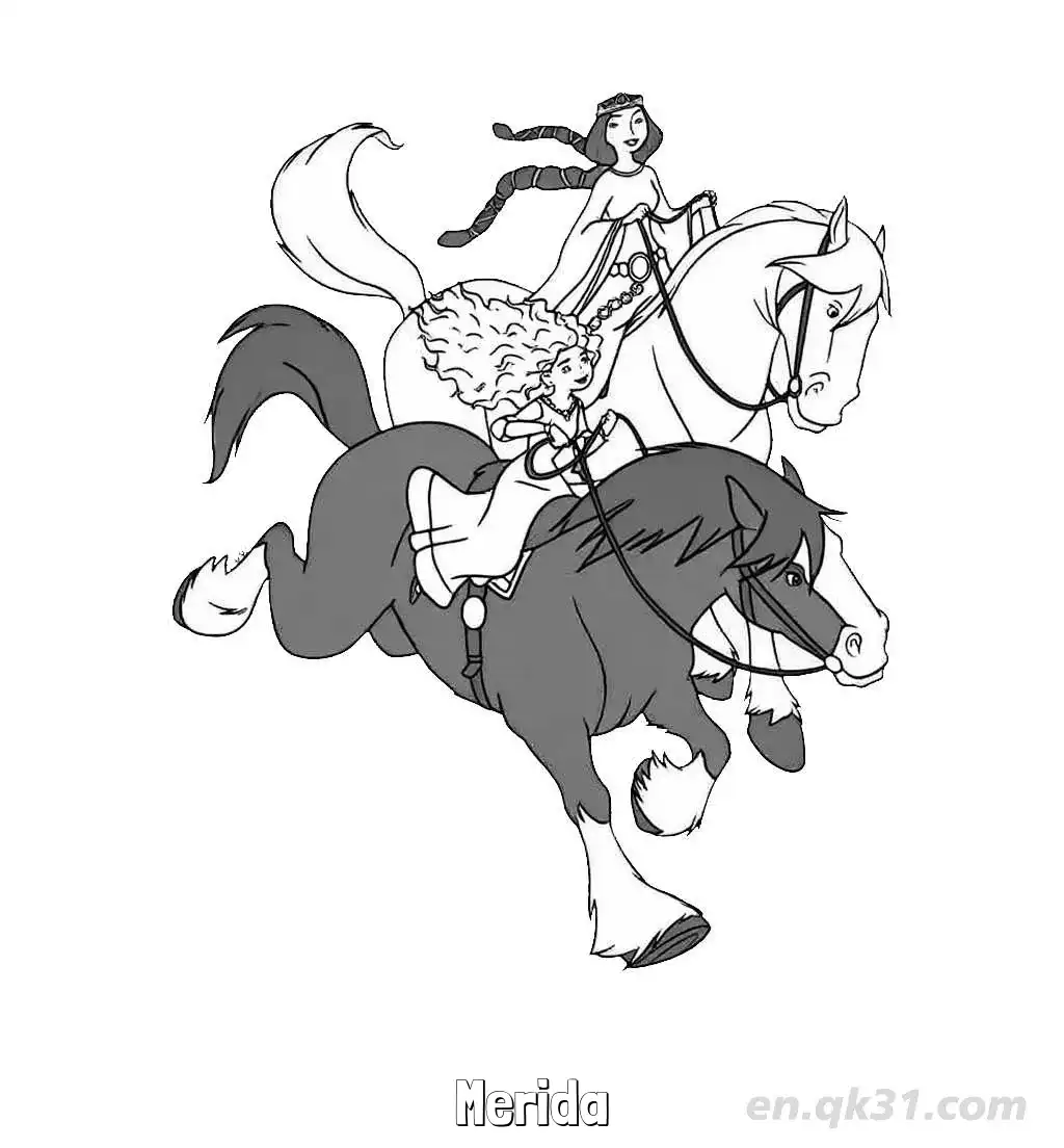 Merida Riding an Angus Horse Coloring Pages Brave – Free Printable Coloring Page for Kids and Adults