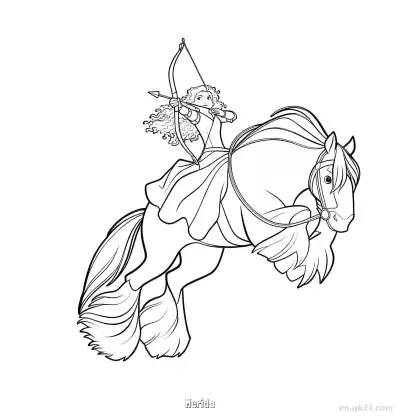 Free printable Brave Coloring Pages Printable Merida Riding Her Horse coloring page