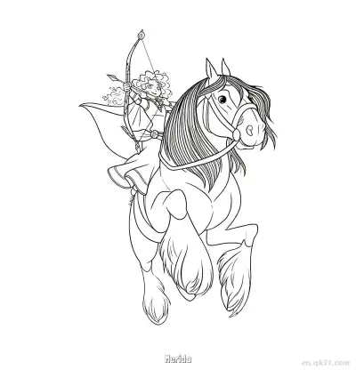 Free printable Brave Disney Coloring Pages Merida and Angus Horse coloring page