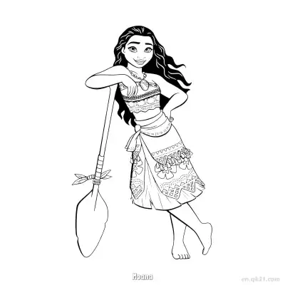 Free printable Moana Leaning on an Oar Coloring Page coloring page