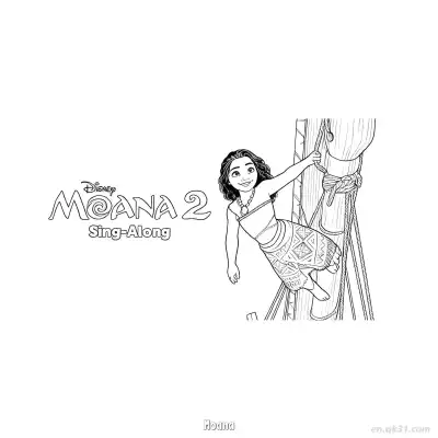 Free printable Moana 2 Sing Along Logo Swinging Coloring Page coloring page