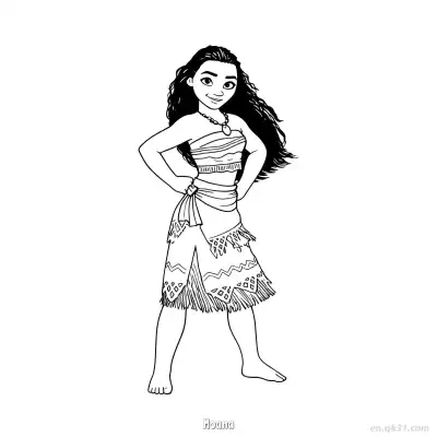 Free printable Moana Confident Hands on Hips Coloring Page coloring page