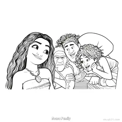 Free printable Moana with Her Family Coloring Page coloring page