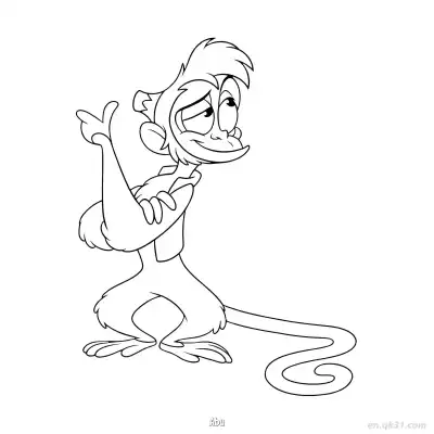 Free printable Abu the Monkey Playful Handstand Pose Coloring Page coloring page