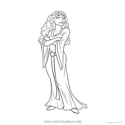 Free printable Mother Gothel Standing Proudly Arms Crossed Coloring Page coloring page