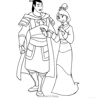 Free printable Mulan and Li Shang 1 Coloring Page - Free Printable Mulan PDFS Coloring Sheets coloring page