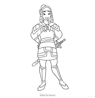 Free printable Mulan in Armor  Coloring Page - Free Printable Mulan PDFS Coloring Sheets coloring page