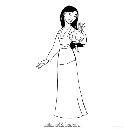 Free printable Mulan with Lantern  Coloring Page - Free Printable Mulan PDFS Coloring Sheets coloring page
