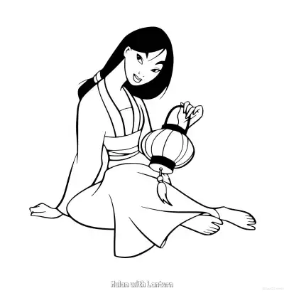 Free printable Mulan with Lantern 2 Coloring Page - Free Printable Mulan PDFS Coloring Sheets coloring page