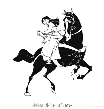 Free printable Mulan Riding a Horse  Coloring Page - Free Printable Mulan PDFS Coloring Sheets coloring page