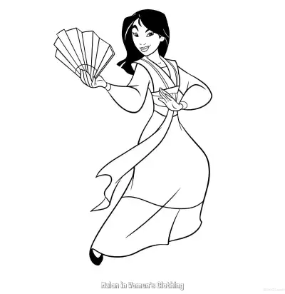Free printable Mulan in Women's Clothing 10 Coloring Page - Free Printable Mulan PDFS Coloring Sheets coloring page