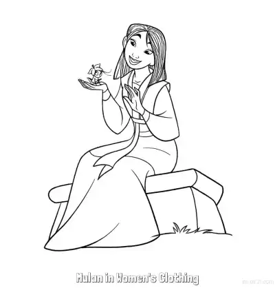 Free printable Mulan in Women's Clothing 12 Coloring Page - Free Printable Mulan PDFS Coloring Sheets coloring page