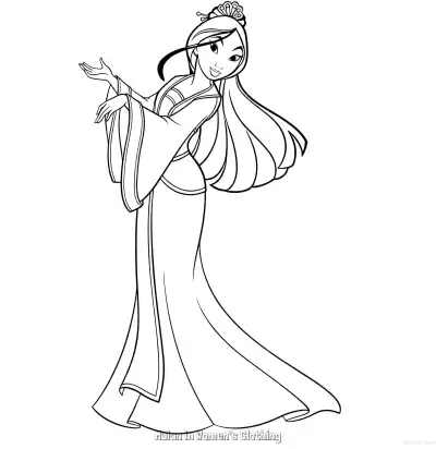 Free printable Mulan in Women's Clothing 2 Coloring Page - Free Printable Mulan PDFS Coloring Sheets coloring page