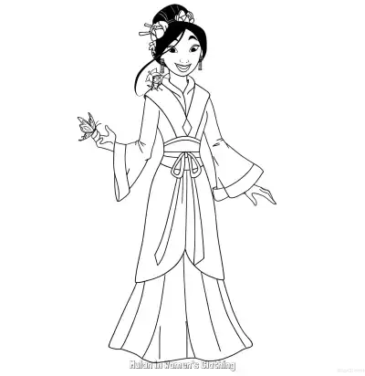 Free printable Mulan in Women's Clothing 3 Coloring Page - Free Printable Mulan PDFS Coloring Sheets coloring page