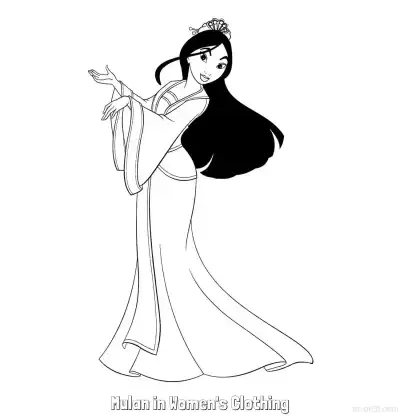 Free printable Mulan in Women's Clothing 4 Coloring Page - Free Printable Mulan PDFS Coloring Sheets coloring page