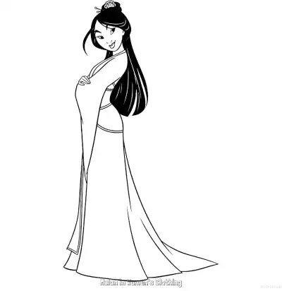 Free printable Mulan in Women's Clothing 5 Coloring Page - Free Printable Mulan PDFS Coloring Sheets coloring page