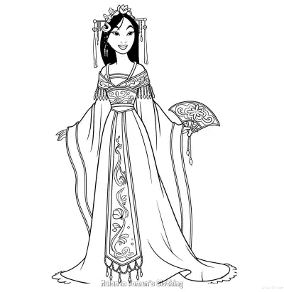 Free printable Mulan in Women's Clothing 6 Coloring Page - Free Printable Mulan PDFS Coloring Sheets coloring page