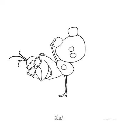 Free printable Olaf Handstand Playful Coloring Page coloring page