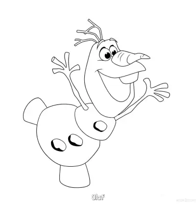 Free printable Olaf Leaping Hug Pose Coloring Page coloring page