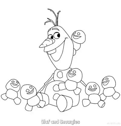 Free printable Olaf and Snowgies Fun Coloring Page coloring page