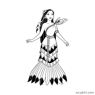 Free printable Pocahontas Ceremonial Dress Look coloring page