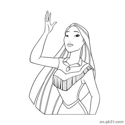Free printable Pocahontas Hand Raised Gesture coloring page