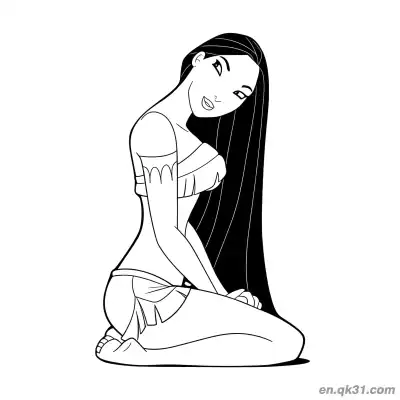 Free printable Pocahontas Kneeling in Peace coloring page