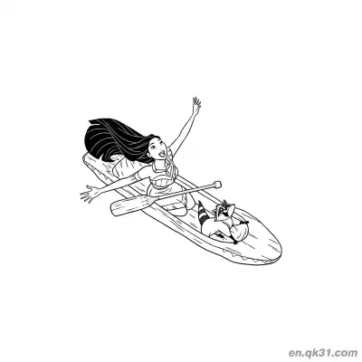 Free printable Pocahontas Canoe Adventure coloring page