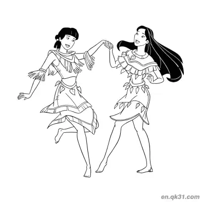 Free printable Pocahontas Tribal Dance Scene coloring page