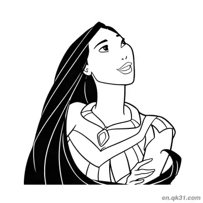 Free printable Pocahontas Looking Up Hopefully coloring page