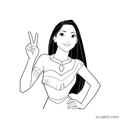 Free printable Pocahontas Peace Gesture coloring page