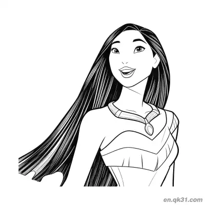 Free printable Pocahontas Portrait Illustration coloring page