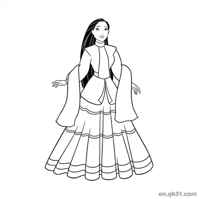 Free printable Pocahontas Princess Dress Style coloring page
