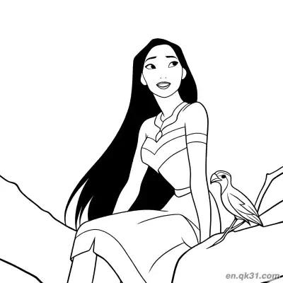 Free printable Pocahontas Sitting on Tree Branch coloring page