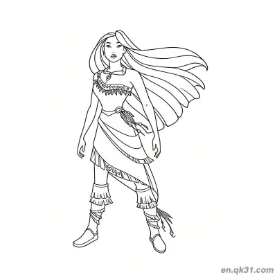 Free printable Pocahontas Standing Calmly coloring page