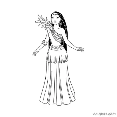 Free printable Pocahontas Tribal Dance Outfit coloring page