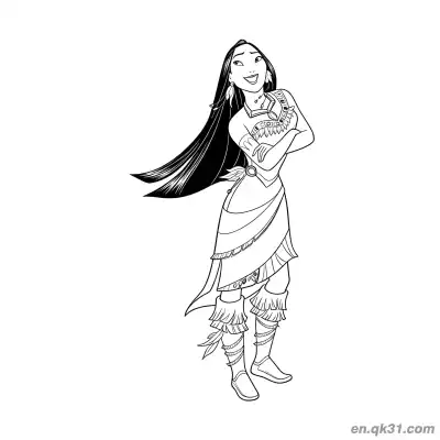 Free printable Pocahontas Tribal Warrior Look coloring page