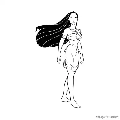 Free printable Pocahontas Walking Confidently coloring page