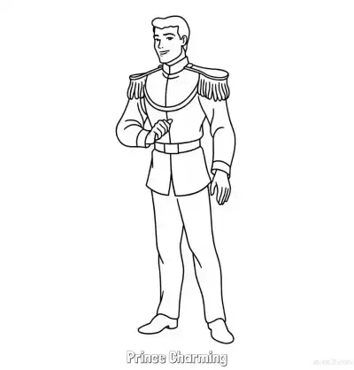Free printable Prince Charming Smiling Front View Coloring Page coloring page