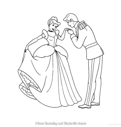Free printable Prince Charming Bowing to Cinderella Coloring Page coloring page