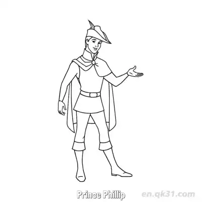 Free printable Prince Phillip Standing with Feather Hat Coloring Page coloring page